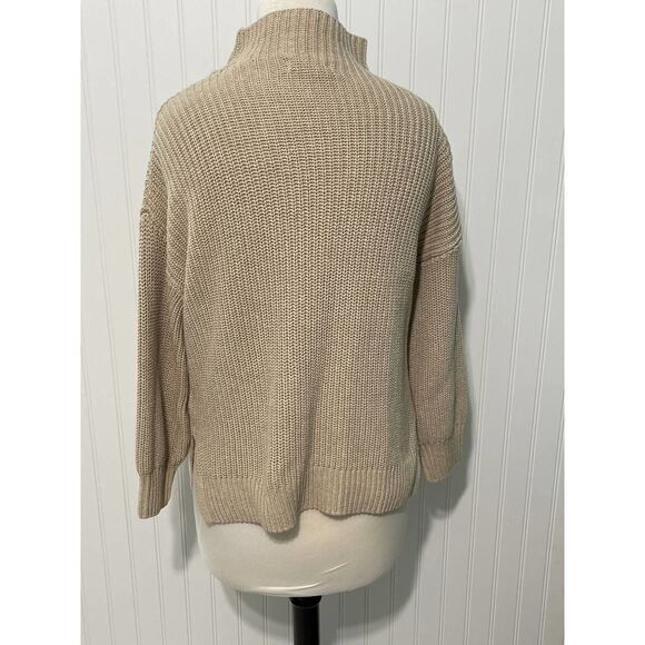 Cupcakes & Cashmere Turtleneck Ribbed Sweater Knit Pullover Tan XS Extra Small - Picture 8 of 11